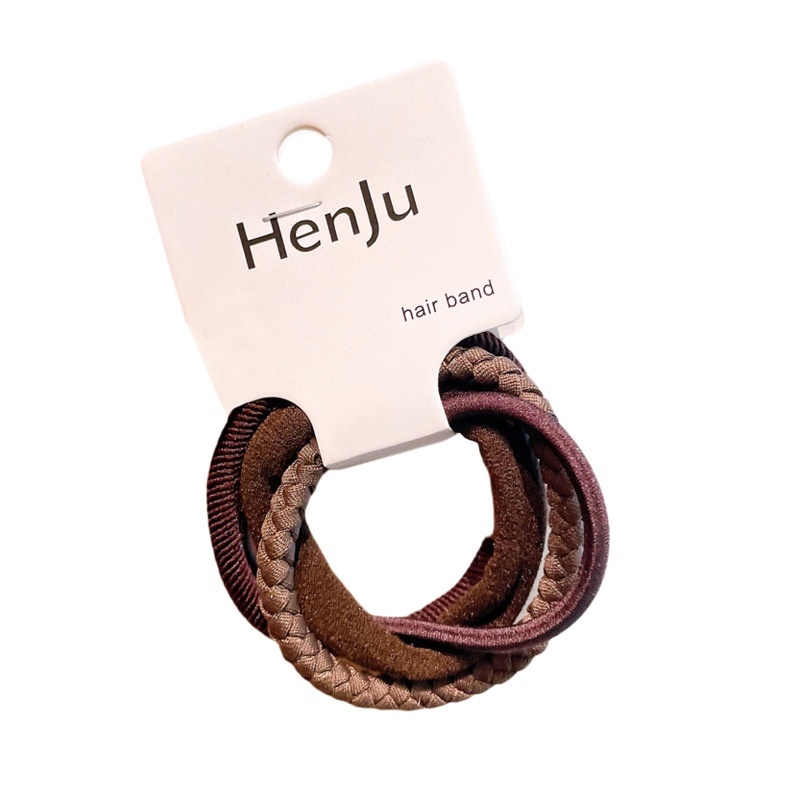 Women High Elastic Cloth Hair Ties 4pcs No Pull Casual Solid Floral