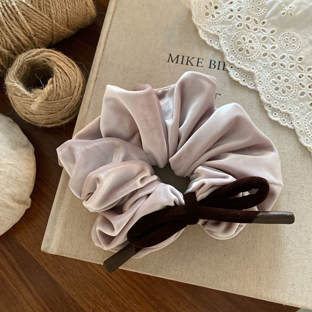 Women's Large Velvet Bun Styling Elastic Hairband French Bowknot