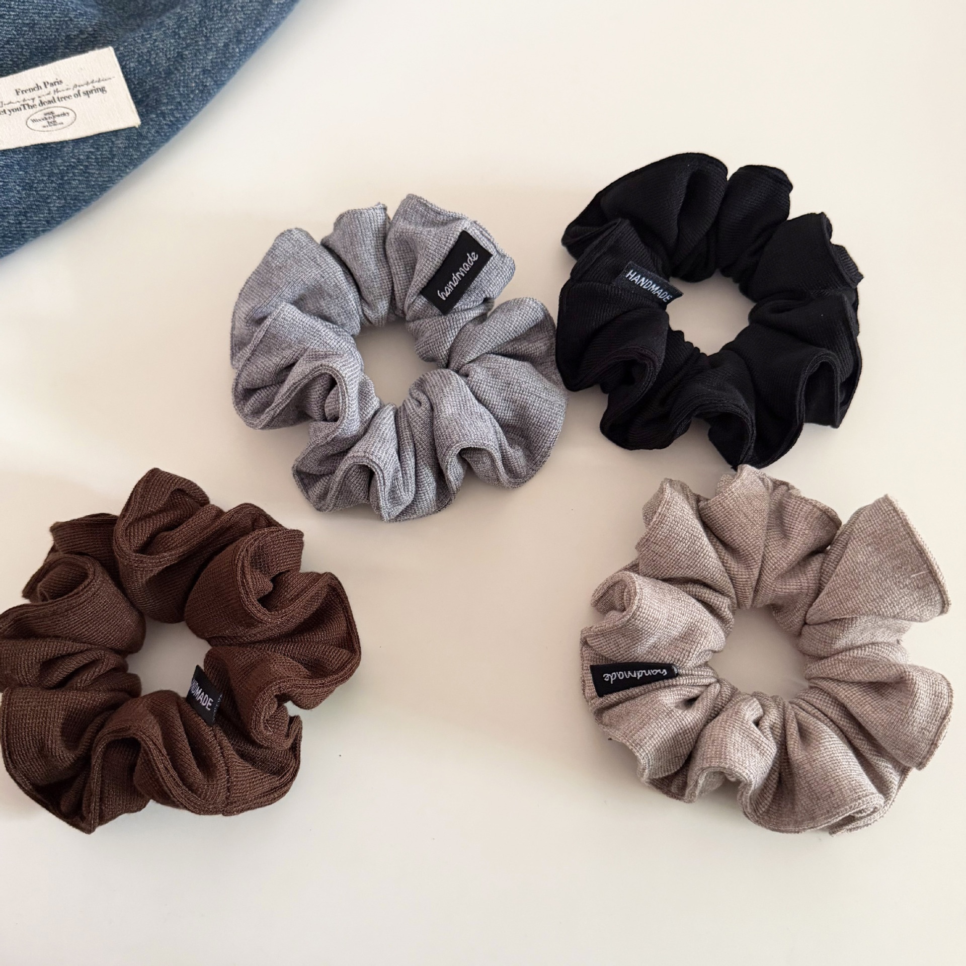Women Soft Knitted Scrunchie Low Ponytail Hair Rope Solid Color