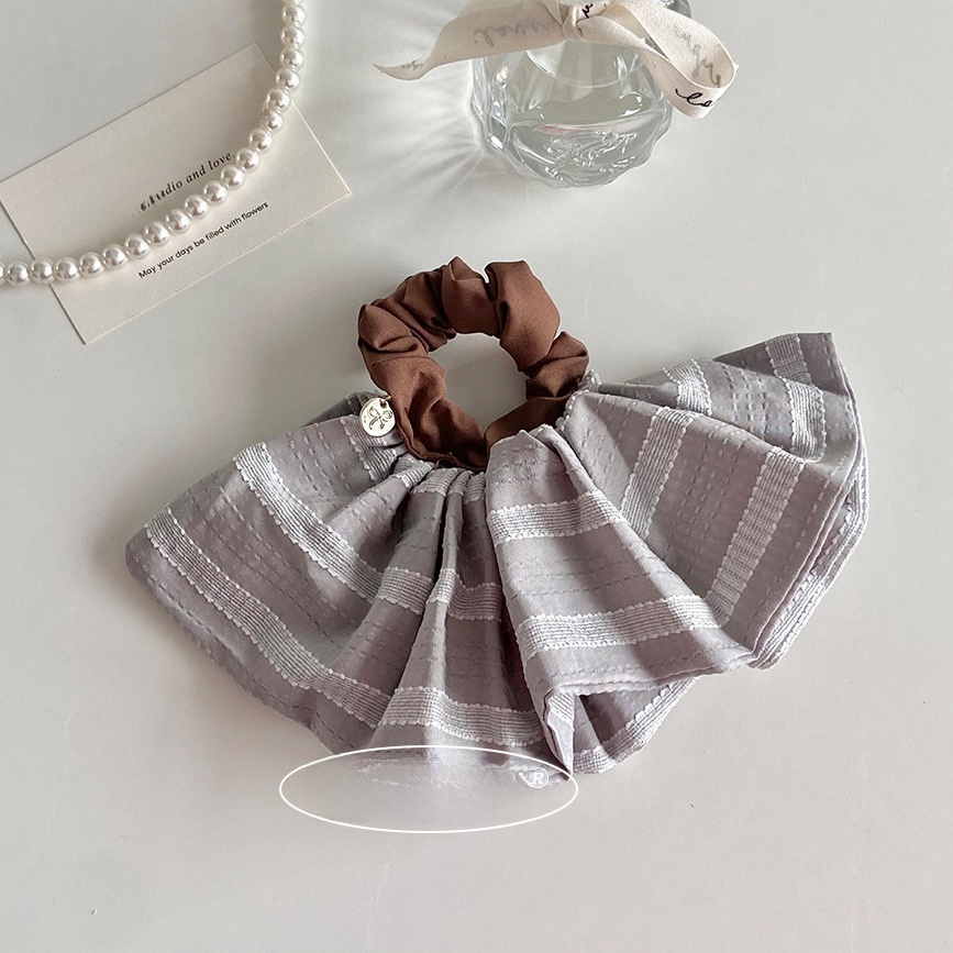 Women's Spring Commute Bubble Braid Cloth Hair Tie Grey Striped