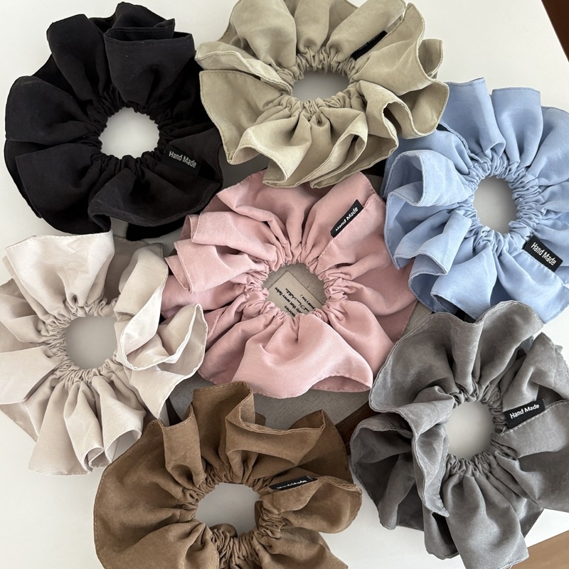 Women's Fabric Flower Bud Low Ponytail Elastic Hair Tie Pure Color