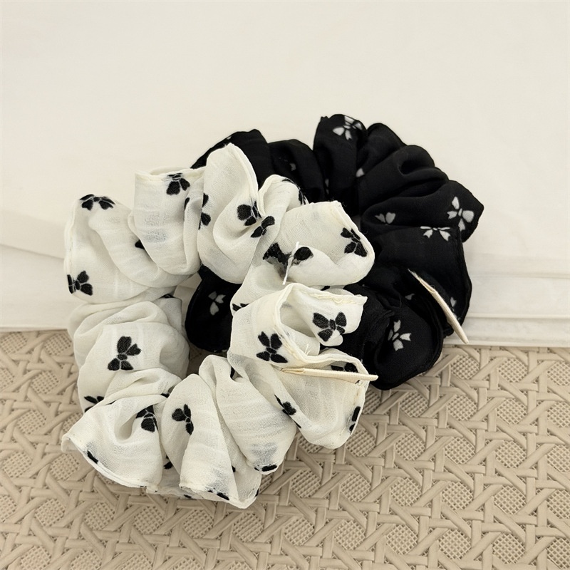 Women Girls Daily Elastic Cloth Bowknot Hairband Butterfly Black White