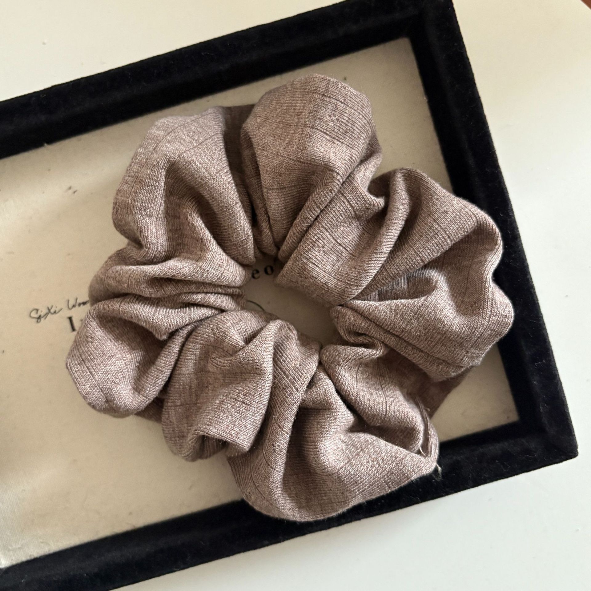 Women's Spring Everyday Soft Knit Hair Tie Scrunchie Solid Dark Grey
