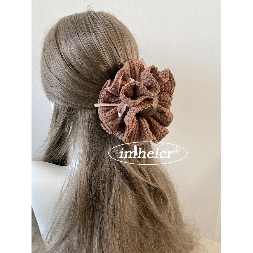 Women's Knitted Hollow Ribbon Bow Hair Tie Small Waist Back Accessory