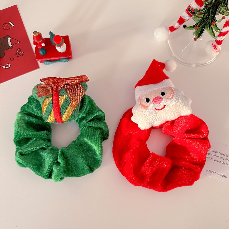 Women's Cute Christmas Hair Scrunchies Festive Holiday Velvet Hair Ties