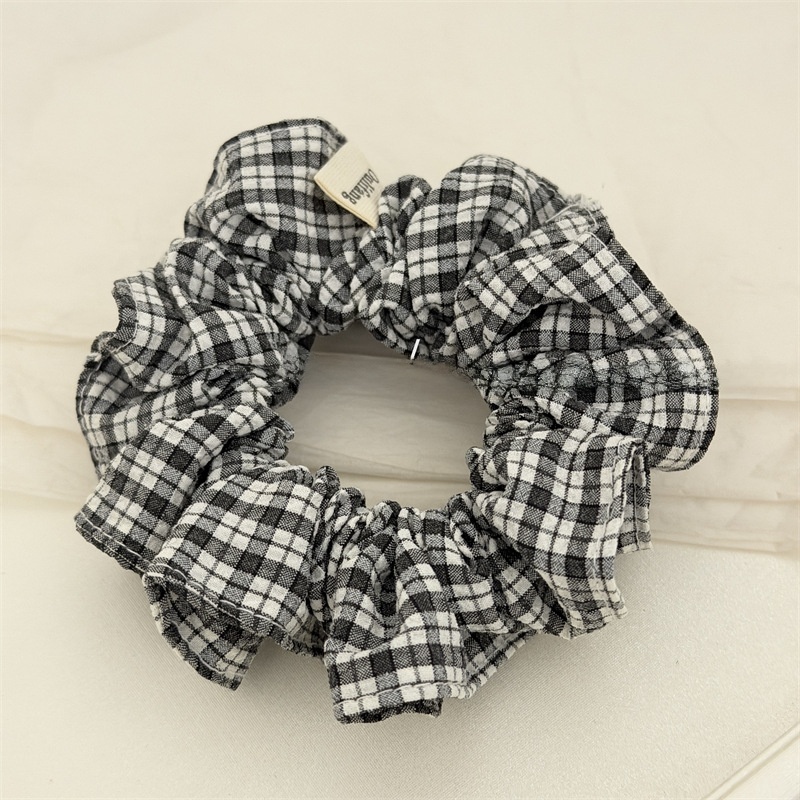 Women's Cloth Hair Scrunchies Daily Ponytail Holder Checkered Plaid