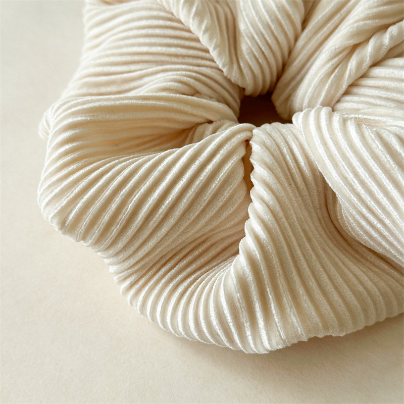 Women's Elastic Velvet Ruched Hairband For Buns Solid White Coffee Pink Black