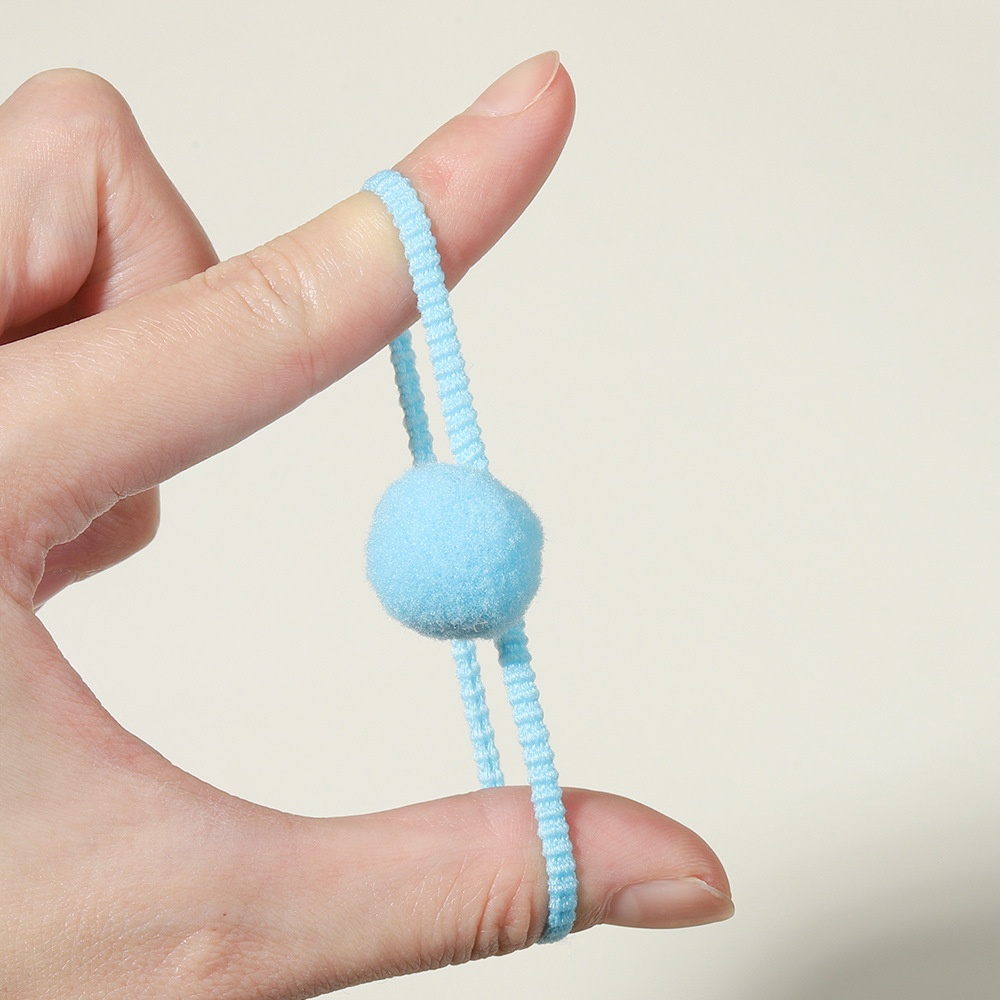 Girls' New Year Hairball Rubber Band Hair Ties Red Multicolor Wool Yarn