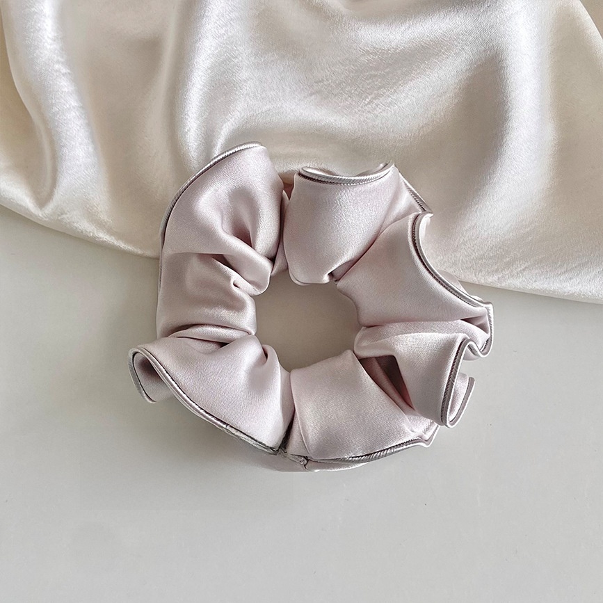 Women's Elegant Soft Satin Daily Hair Tie Scrunchie Solid Grey