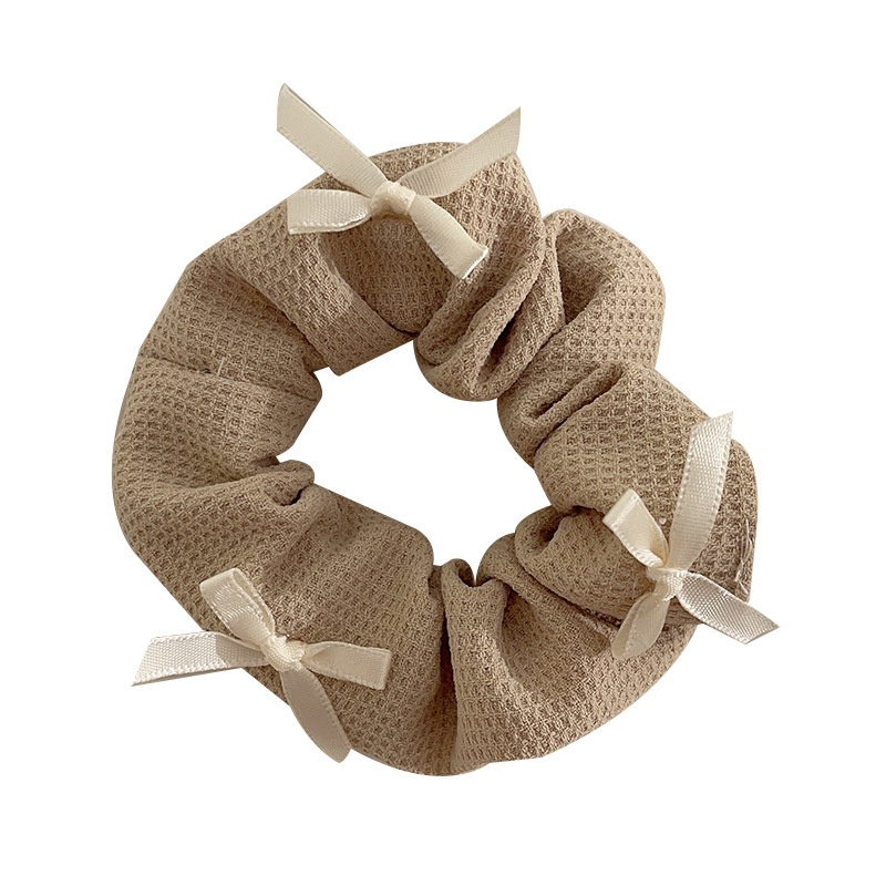 Women's Daily Rib-Knit Lace Rivet Hair Tie Sweet Plaid Bow Knot