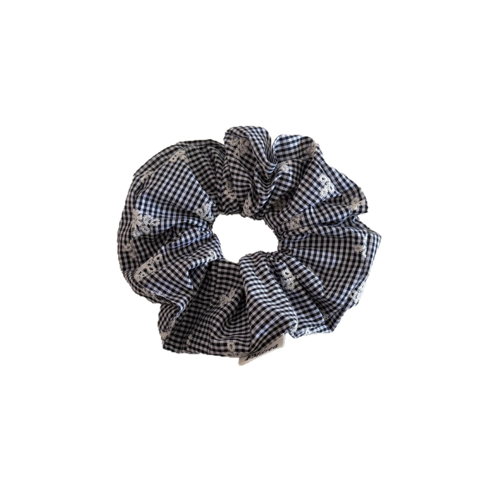 Women's Spring Cloth Bubble Braid Hair Rope Black & White Checkered