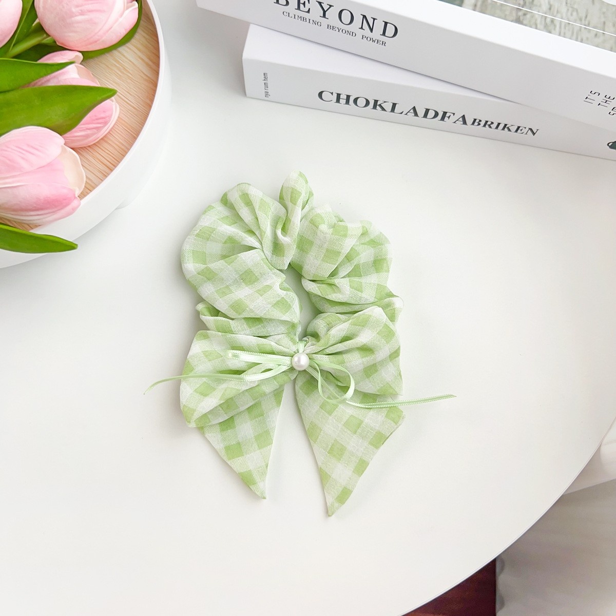 Women's Elegant Fabric Party Hair Ties Fresh Floral Grid Pattern