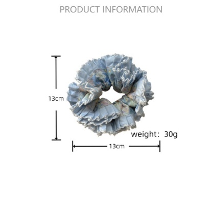 Women's Soft Cloth Hair Scrunchie Pastoral Floral Pattern Design