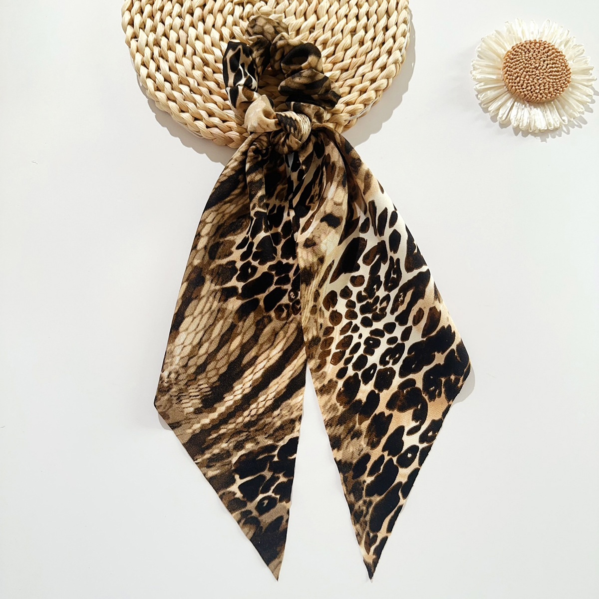 Women's Retro Snakeskin Hair Band High Elasticity Cloth Ponytail Holder