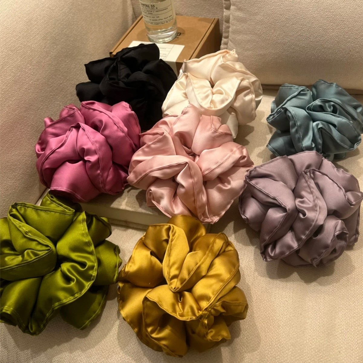 Women's Soft Satin Hair Tie Elegant Scrunchie For All Seasons Solid Color