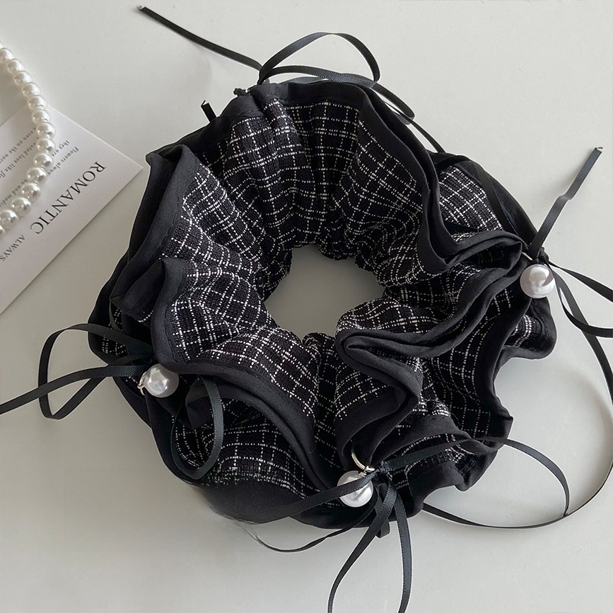 Women's Preppy Cloth Bowknot Scrunchie Hair Tie Vintage Red White Plaid