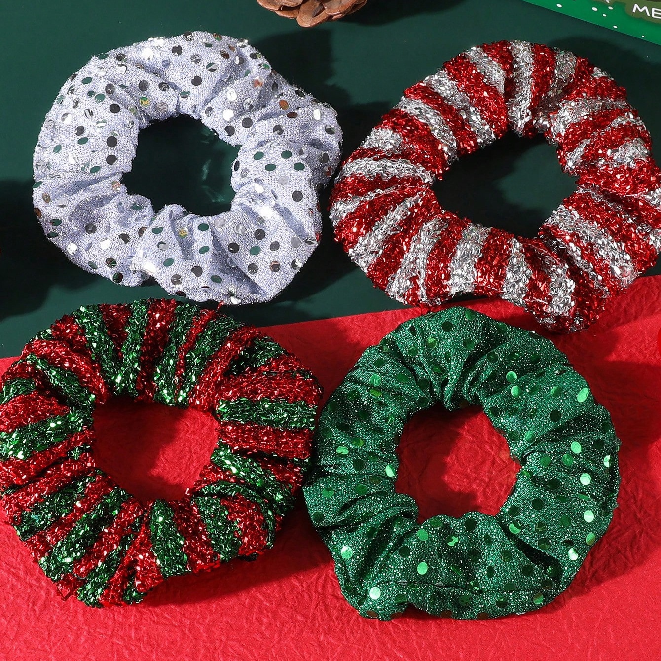 Women Cute Christmas Deer Plush Hair Ties High Elasticity Festive Fabric Hair Bands