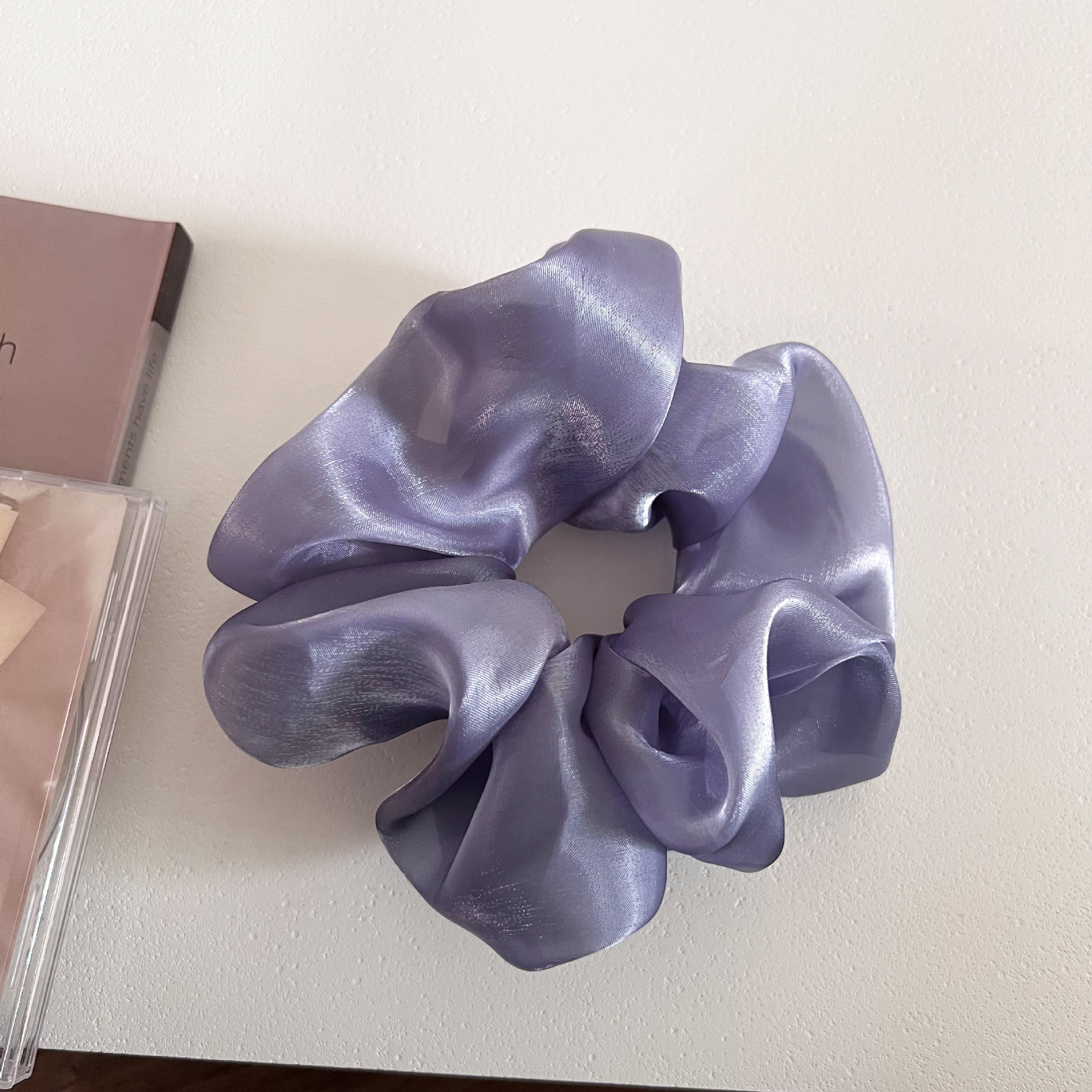 Women's Fairy Fluffy Gauze Pearl Bow Bun Hair Tie Solid Polka Dots