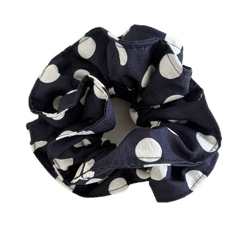 Women's Luxury Cloth Bow Scrunchie Bun Maker Hair Tie Large Polka Dot