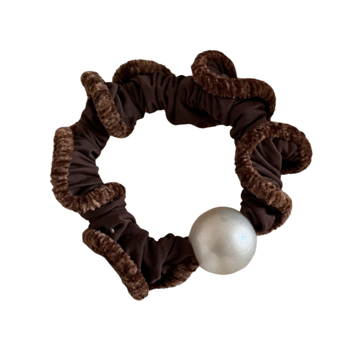 Women's Winter Plush Bow Hair Tie Pearl Khaki Coffee Beige Black