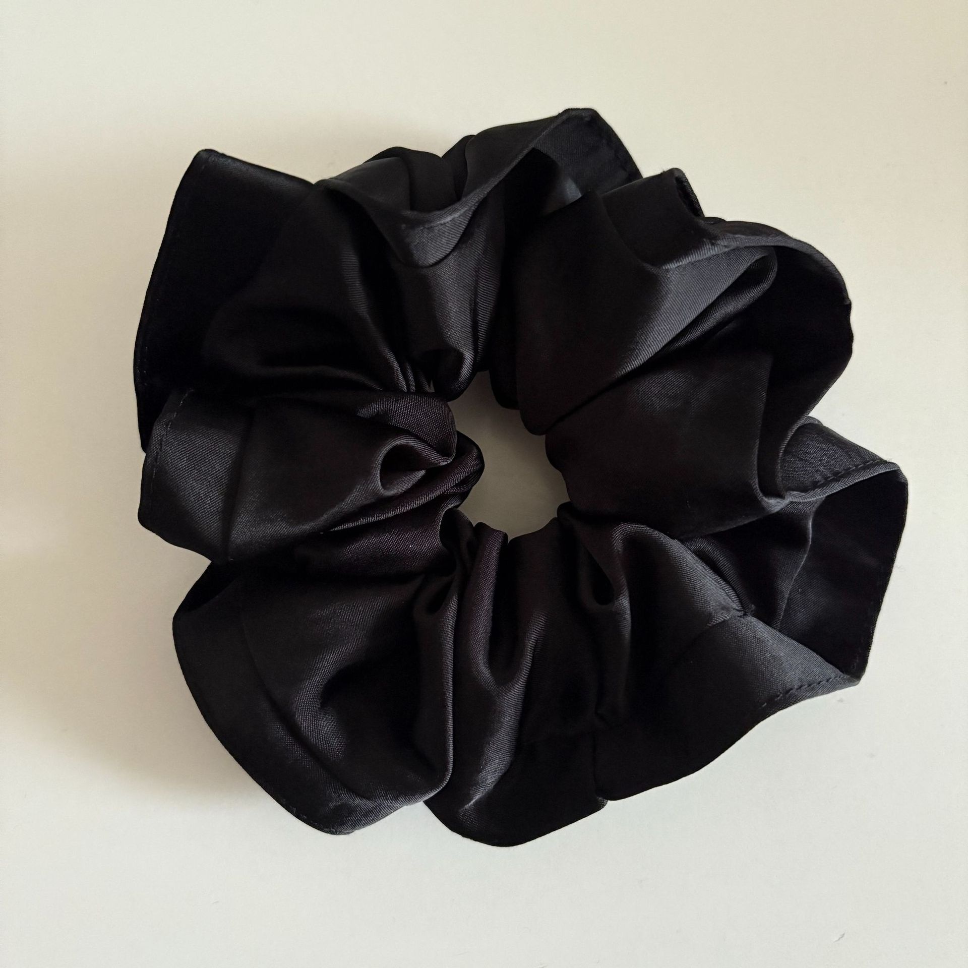 Women's Elegant Satin Scrunchie Hair Tie Solid Champagne Color