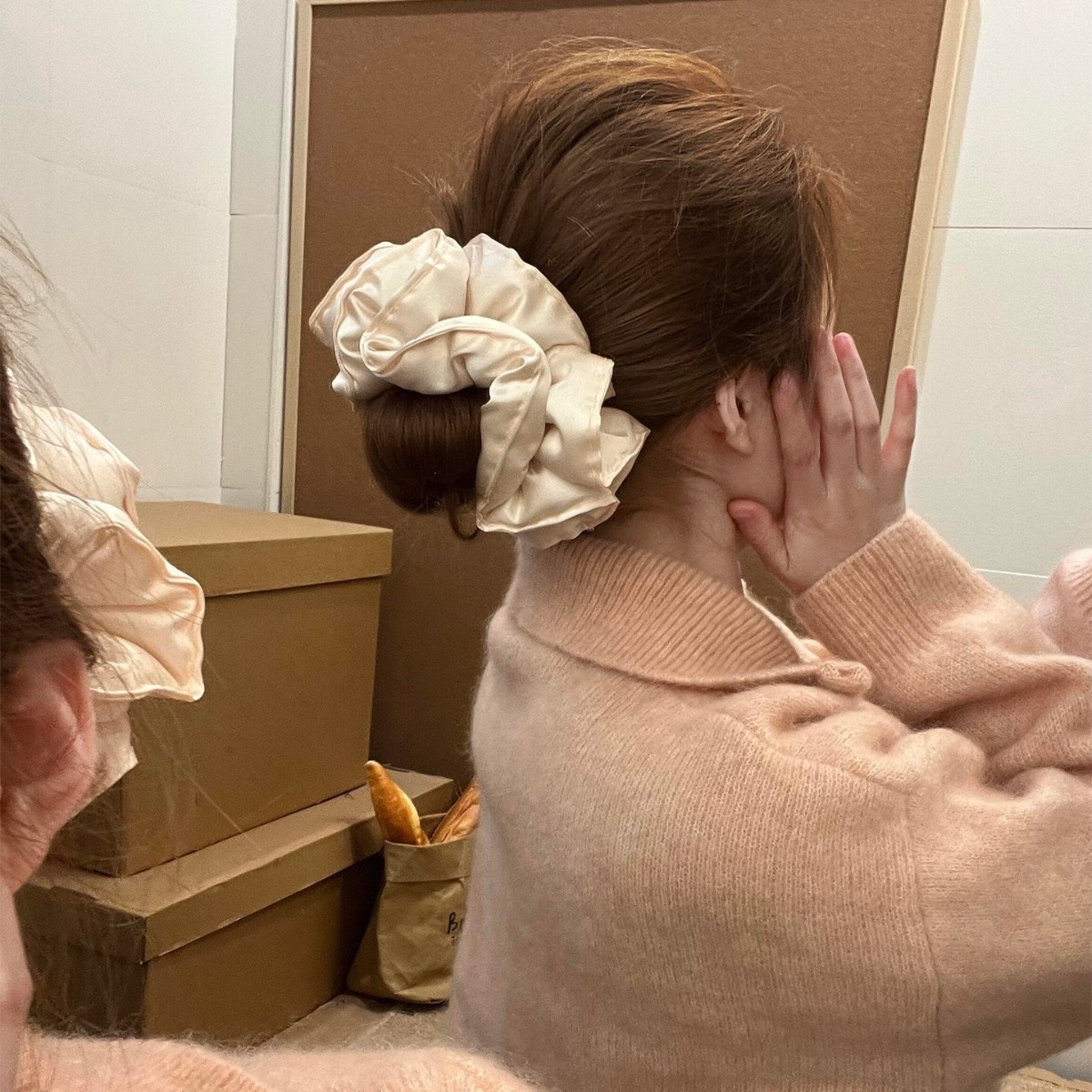 Women's Soft Satin Hair Tie Elegant Scrunchie For All Seasons Solid Color