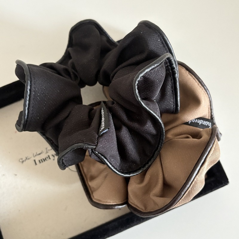 Women's French Style Color Block Hair Tie, Black Cloth Spring Accessory