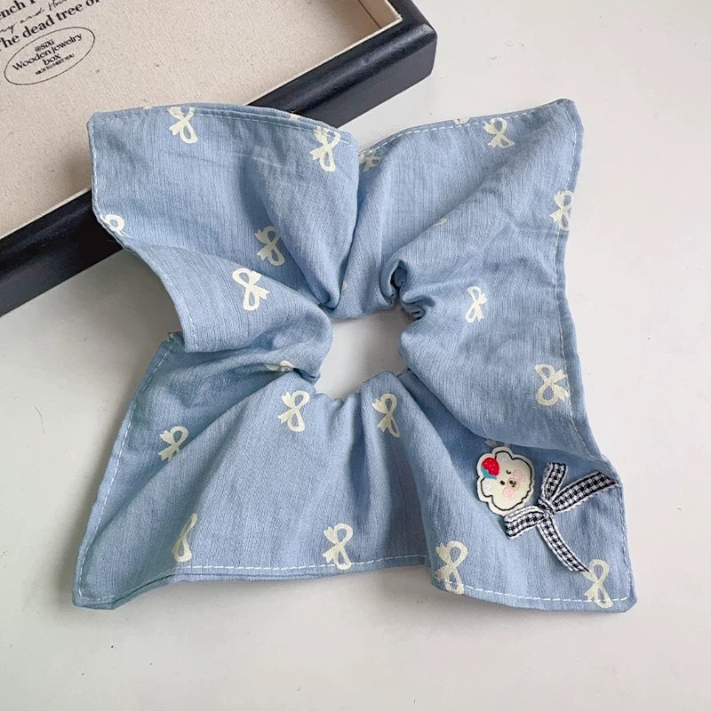 Women's Elegant Banquet Cloth Hair Tie Cherry Heart Bow Knot Print