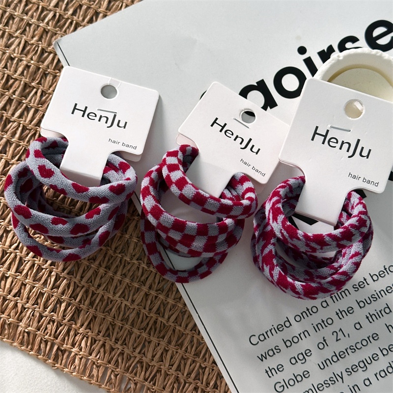Women's 5Pcs Thickened Towel Hair Ties High Elasticity Winter Polka Dot Bands
