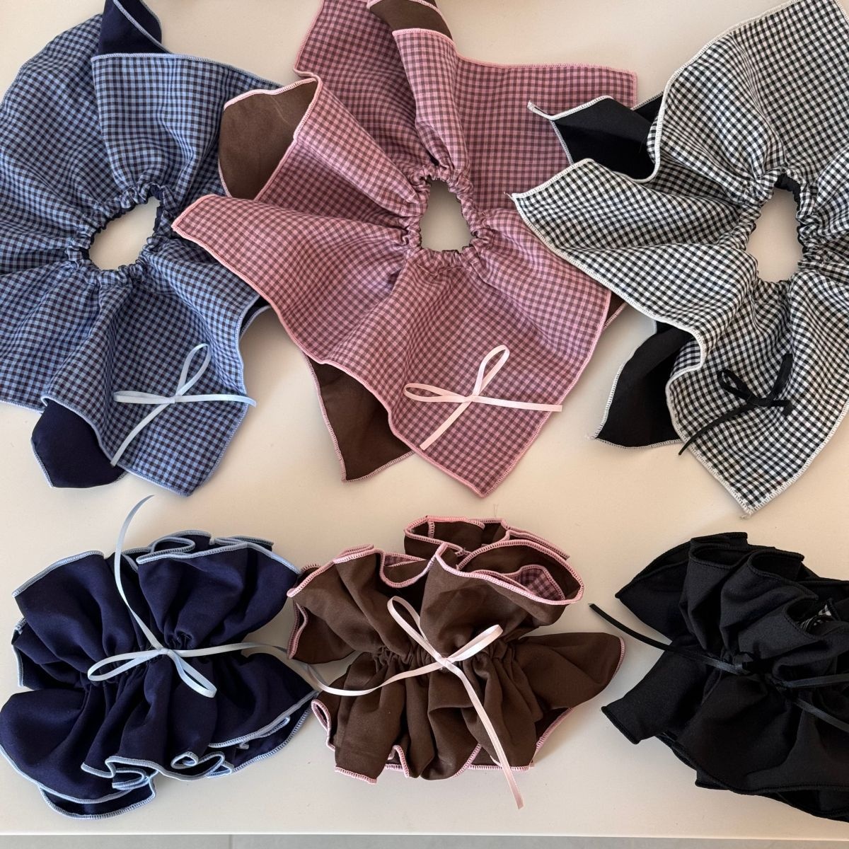 Women's Retro Plaid Double Layer Butterfly Knot Hair Tie Large Sweet Fabric Bow