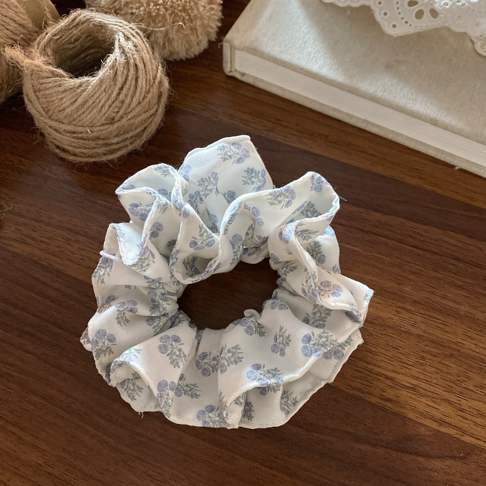 Women's Spring Cloth Bowknot Hair Tie in Navy Blue Ditsy Floral