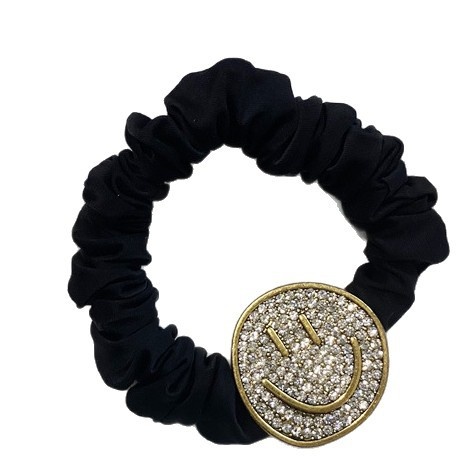 Women's Rhinestone Low Bun Hair Tie Rose Gold Silver Smiley Face Tartan