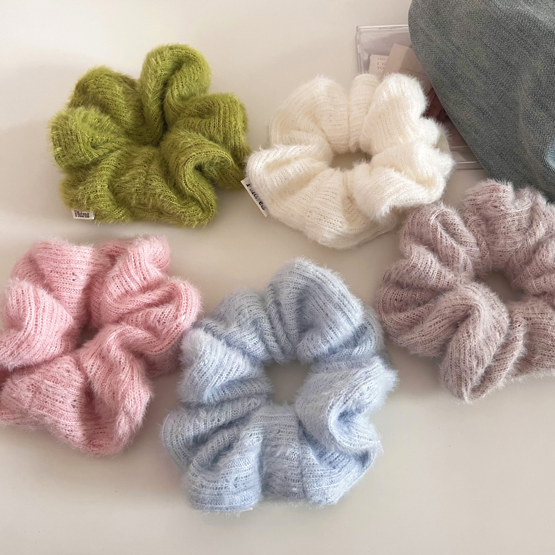 Women's Winter Knitted Wool Hair Ties Sweet Elastic Solid Colorful