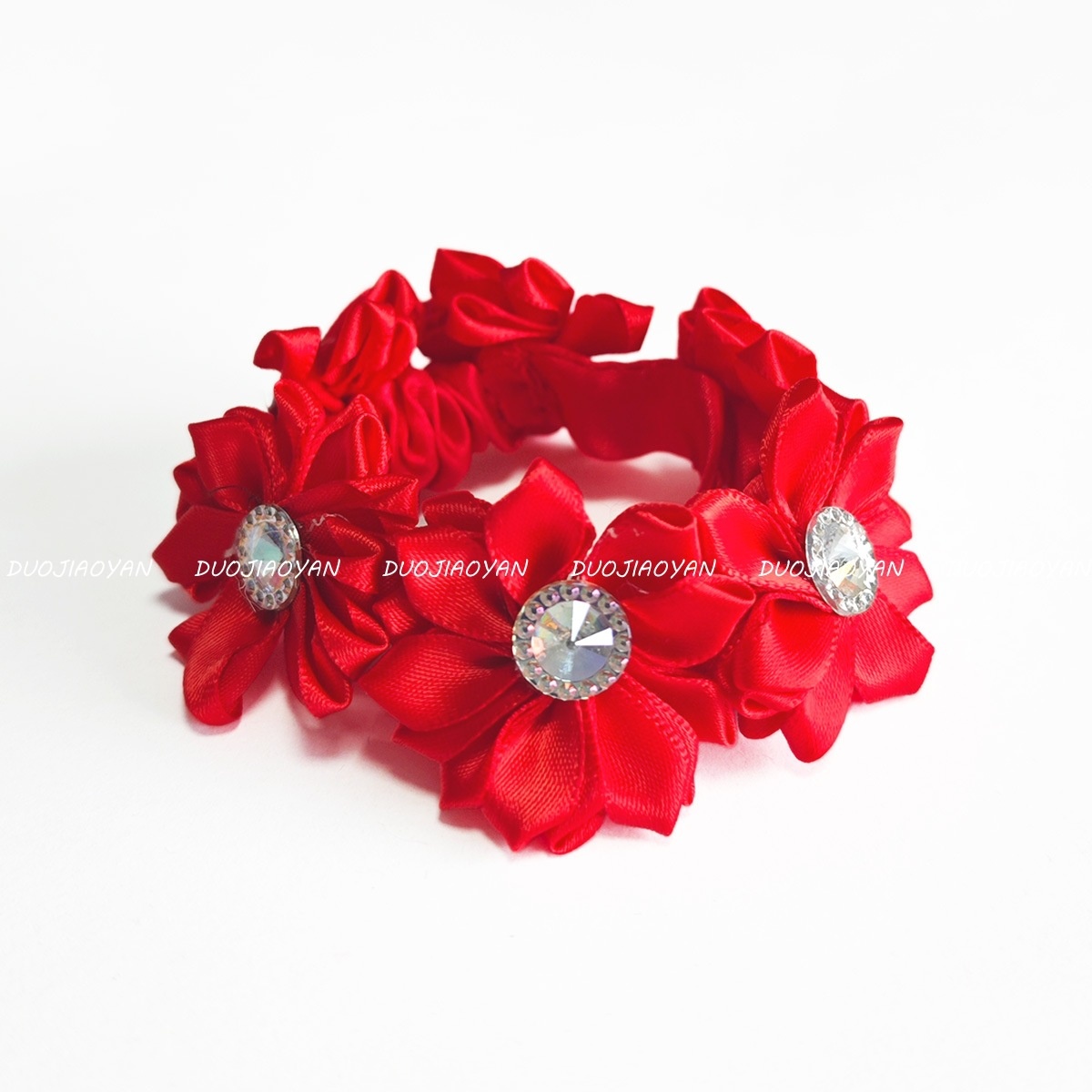 Women's Handmade Fabric Vacation Hair Tie Bun Maker Multi-Color Floral