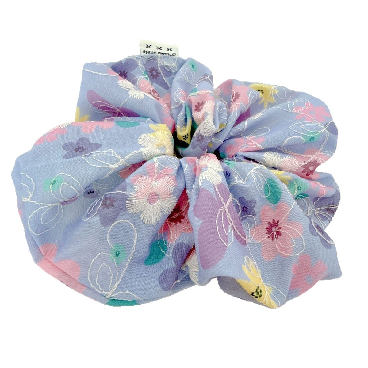 Women's Summer Cloth Hair Tie Ditsy Floral Embroidery Beige Pink Purple