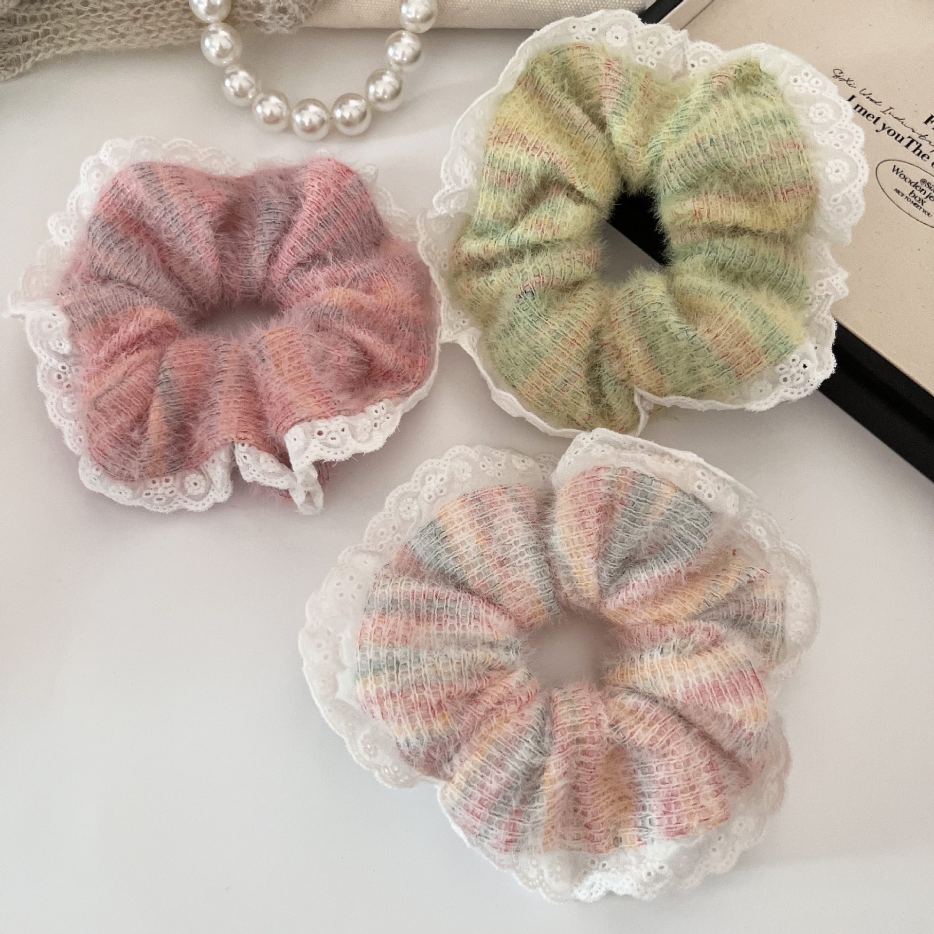 Large Fluffy Lace Edge Hairband Hair Bun Hairband Soft Elastic Hairband Hair Accessory