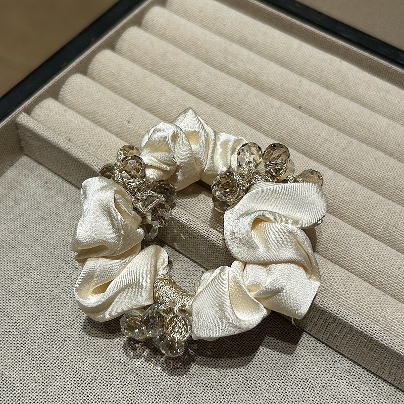 Women's Crystal Satin Party Elastic Headband Sparkly Black Beige