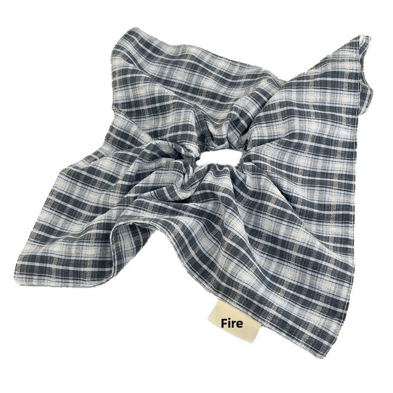 Women's Comfy Cloth Scrunchie Hair Tie For Daily Wear Blue Purple Plaid