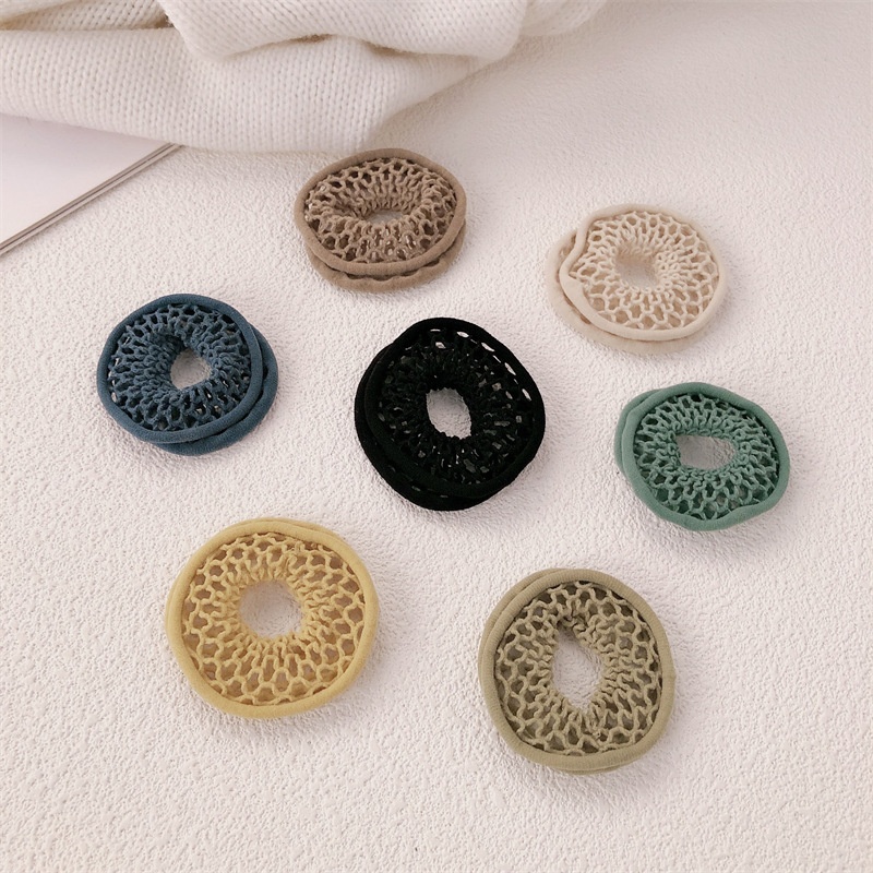 Women's Durable Polyester Hair Tie For Daily Styling Yellow Grid Pattern
