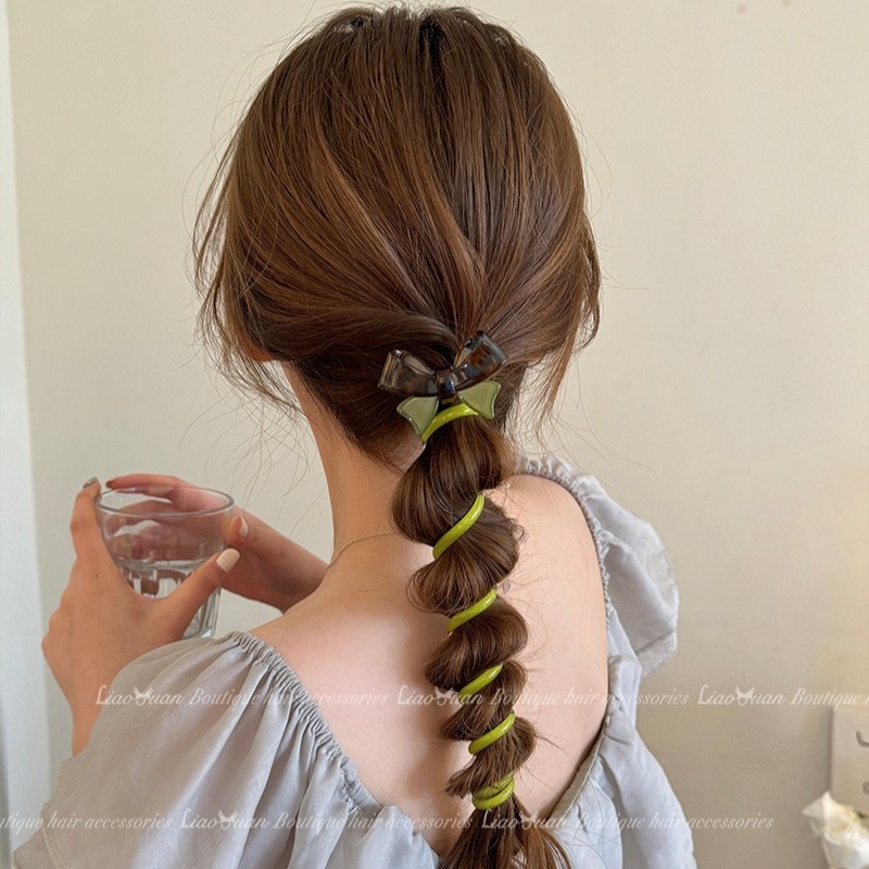 Women's High Elastic Ponytail Bubble Hair Tie Acetate Bowknot