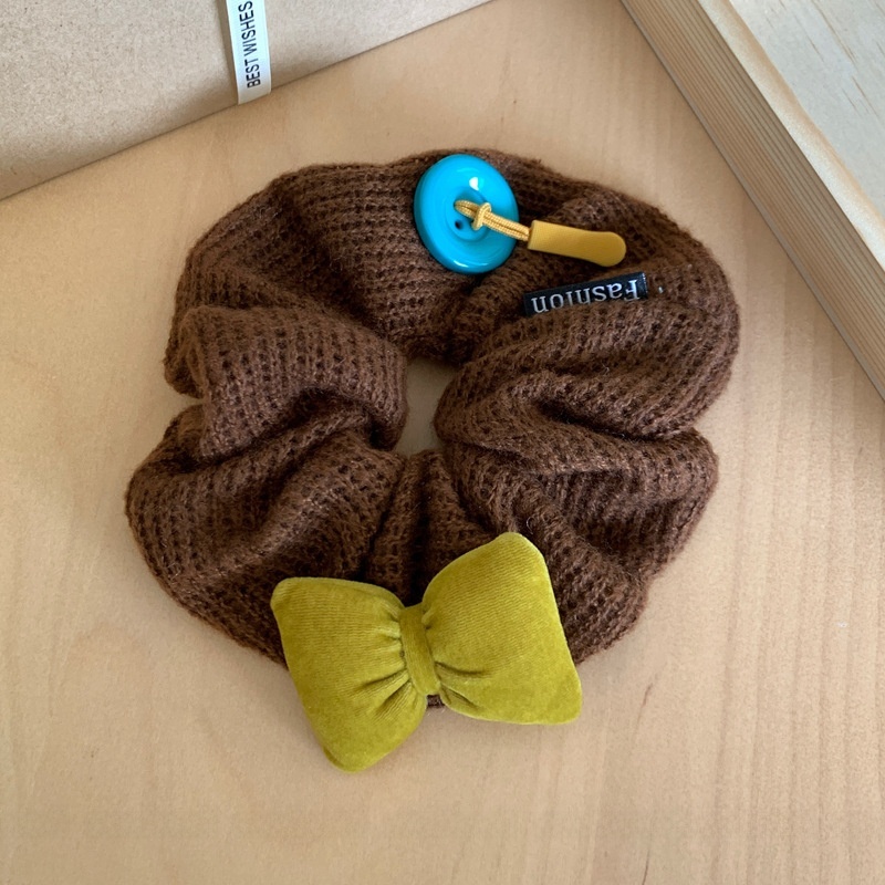 Women's Winter Velvet Bow Tassel Elastic Hair Tie Color Block