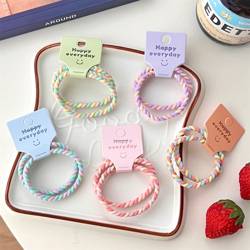 Girls High Elastic Rubber Ponytail Holder Hair Tie Colorful Fresh