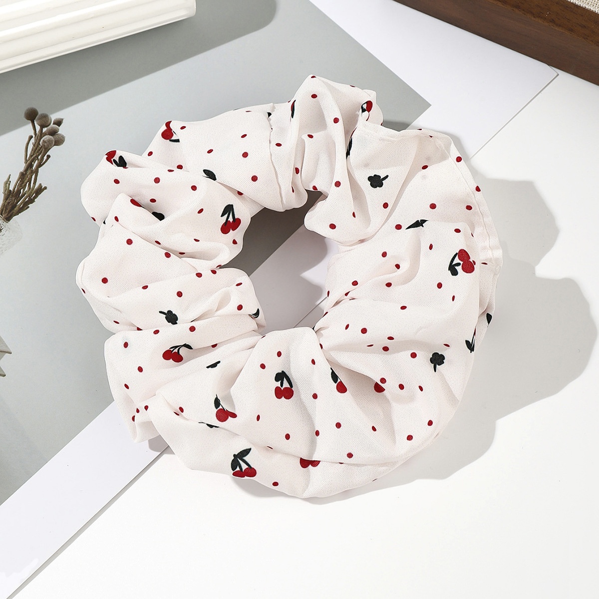 Women's Summer Bowknot Hair Tie Red Striped Cherry Heart Polyester