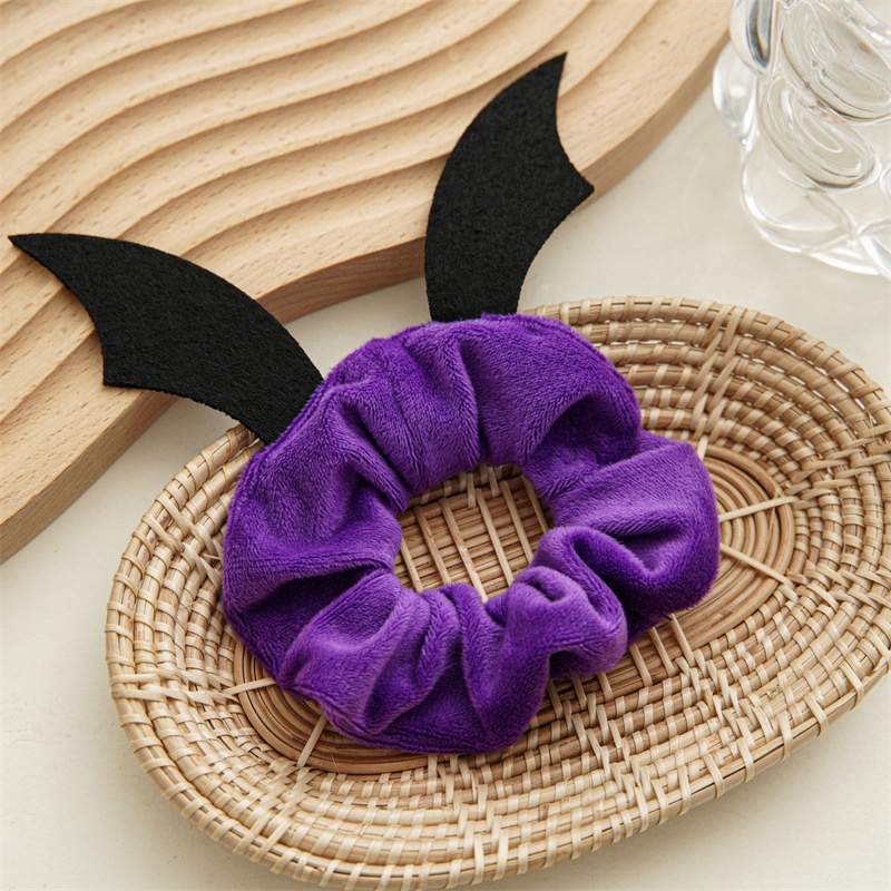 Women's Flannel Hair Scrunchie Solid Color For Halloween Christmas