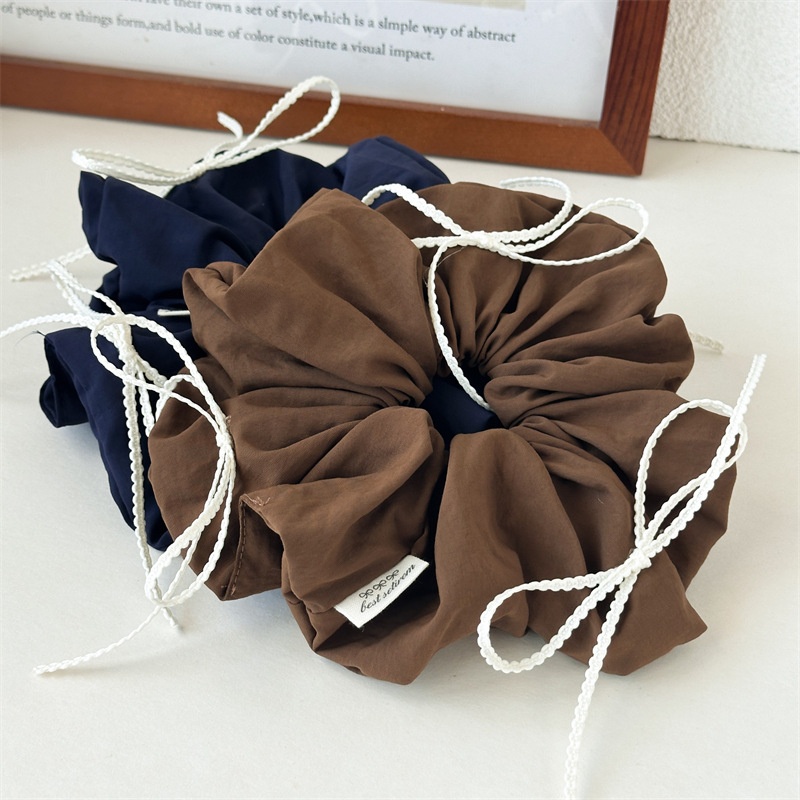 Women's Versatile Blue Bowknot Hair Ties Large Elastic Polyester Bands