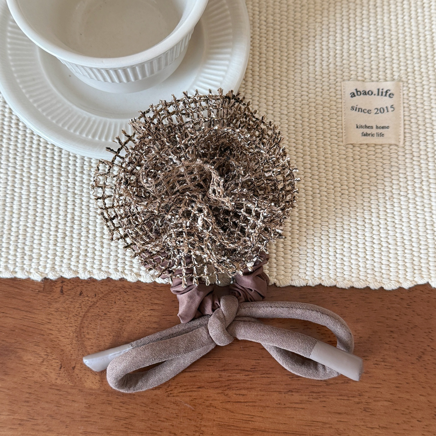 Women's French Romantic Knitted Rose Flower Butterfly Knot Elastic Hair Ties