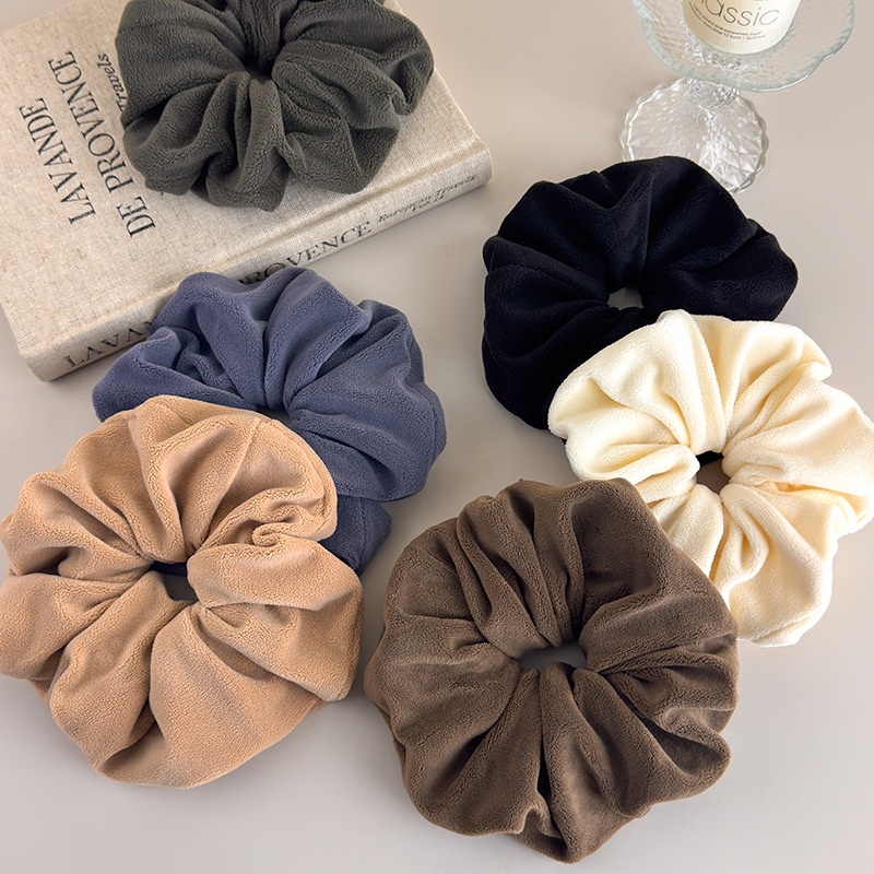 Women's Soft Towel Hair Drying Scrunchie Winter Casual Solid Color Tie