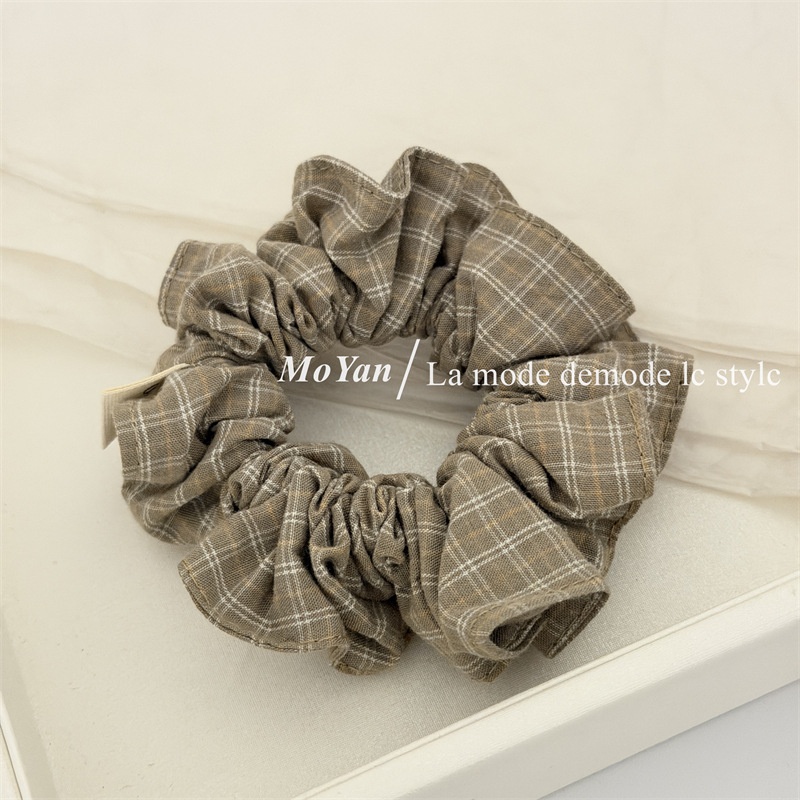 Women's All-Season Cloth Scrunchie Hair Tie Retro Checkered Plaid