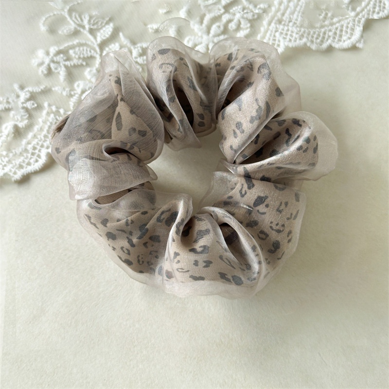 Women's Winter Soft Gauze Hair Tie Accessories Retro Leopard Print
