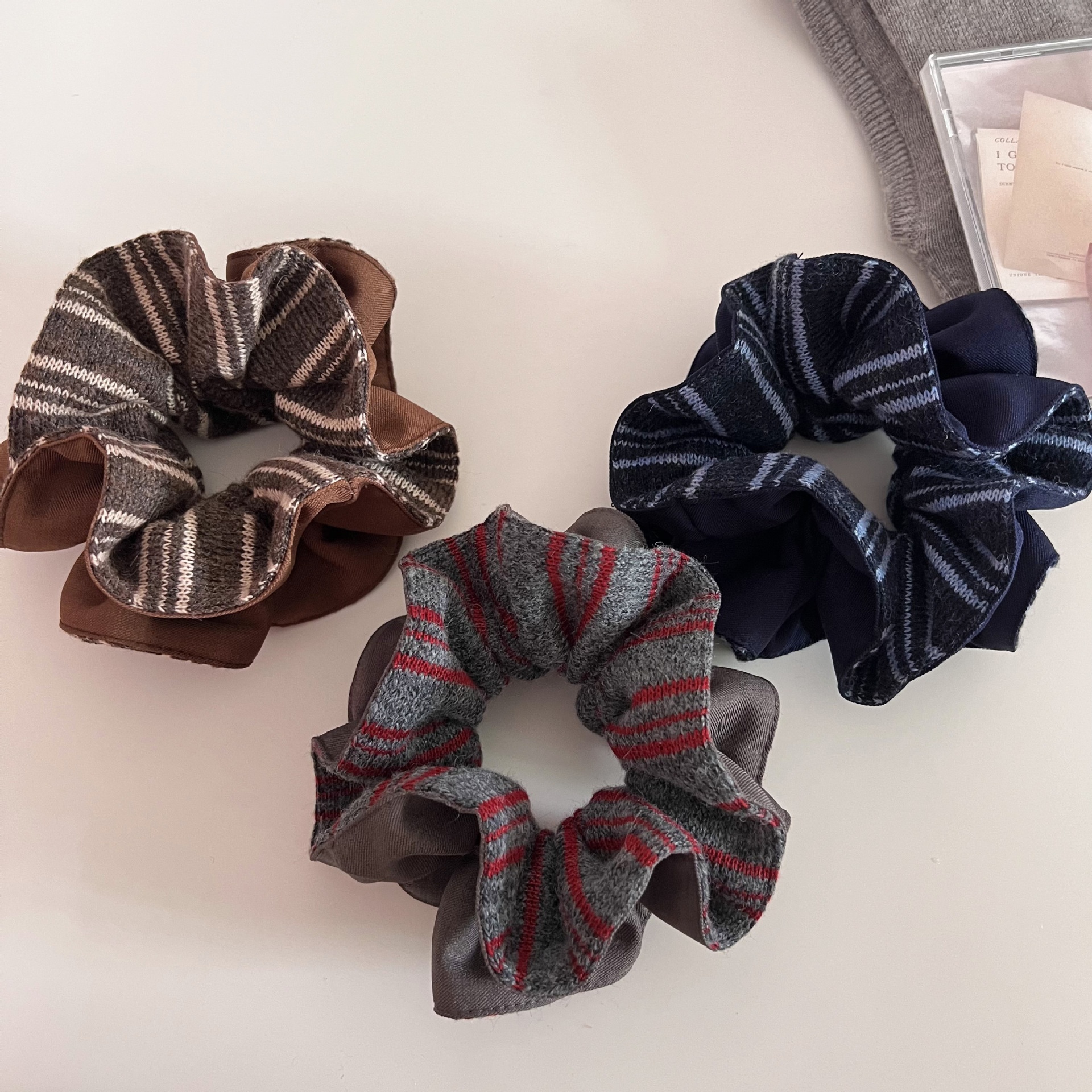Women's Winter Warm Knitted Headband Hair Accessories Striped Patchwork